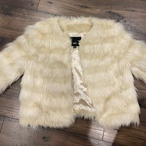 Faux Fur Jacket in Cream